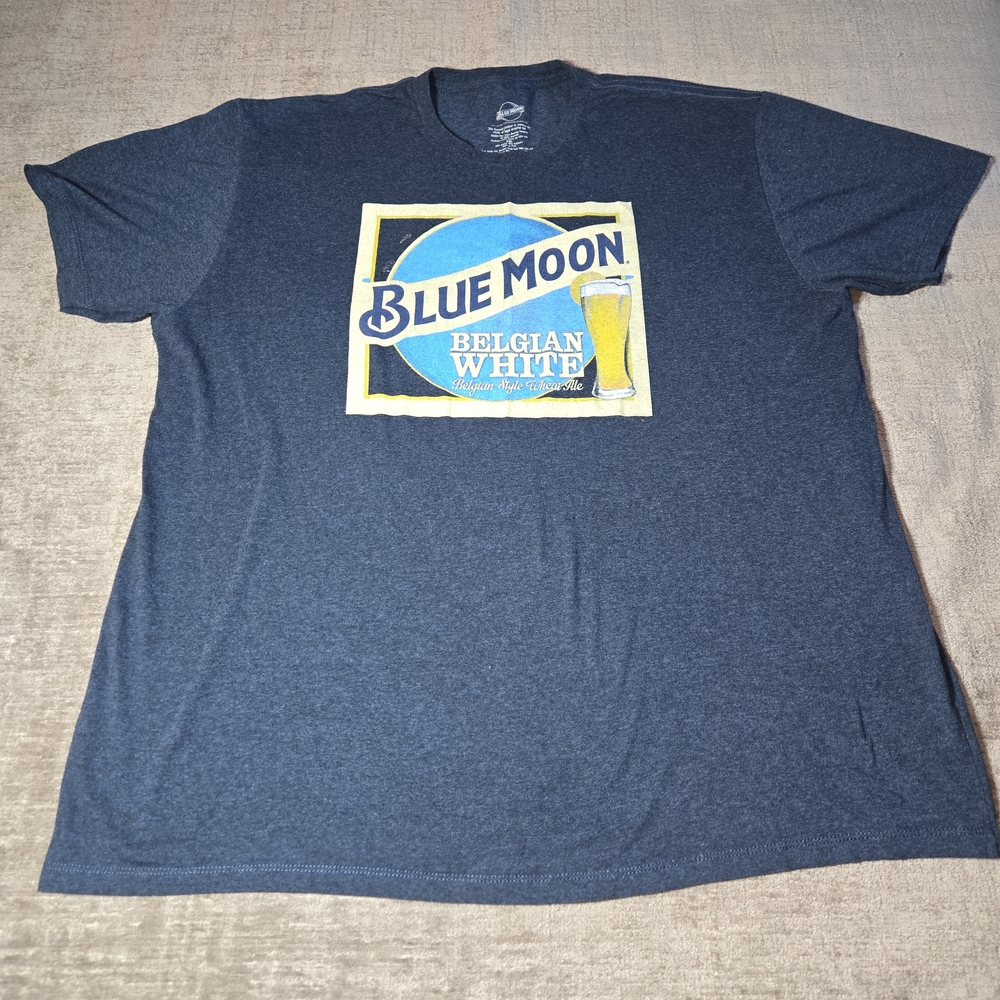 Blue Moon Belgian White Lego Dark Blue Beer T-shirt, Size 2XL